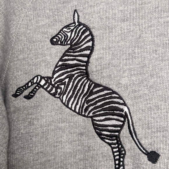 Zoe Karssen Embroidered Zebra Sweatshirt Heather Grey Size Medium - Picture 7 of 9